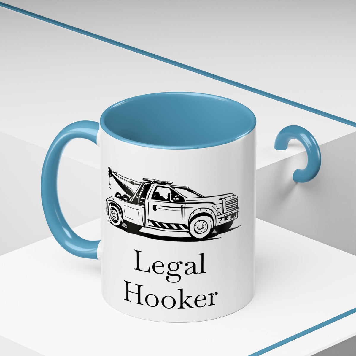 Legal H**ker Wheel Lift Tow Truck 2-Tone Coffee Mug