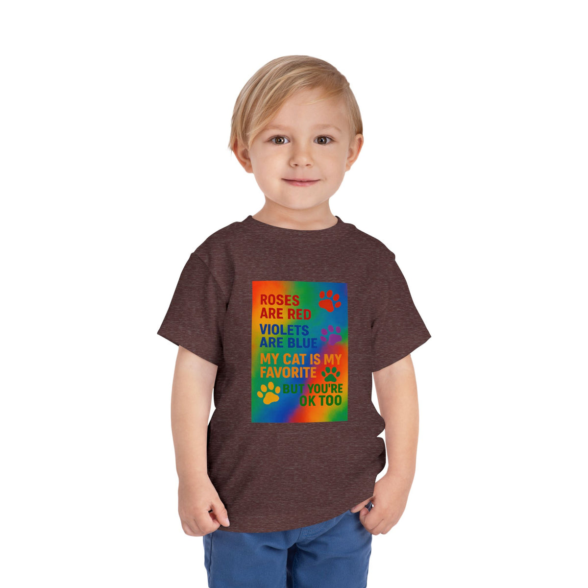 Roses Are Red Cat Toddler Unisex Short Sleeve Crewneck Tee