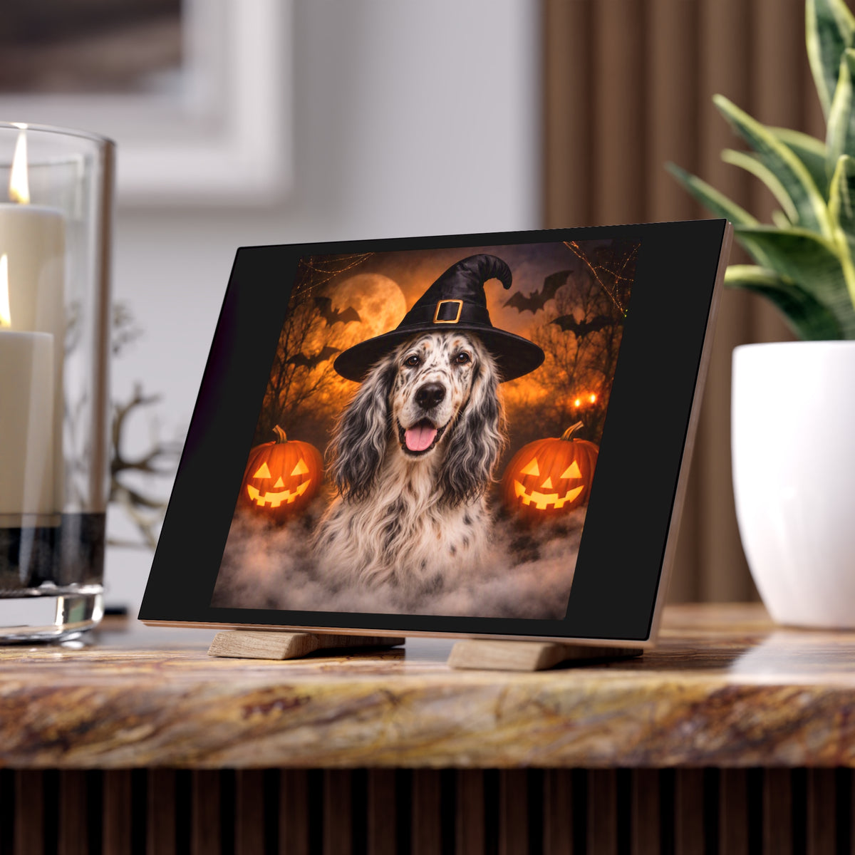 Witch Hat Pack English Setter Ceramic Photo Tile