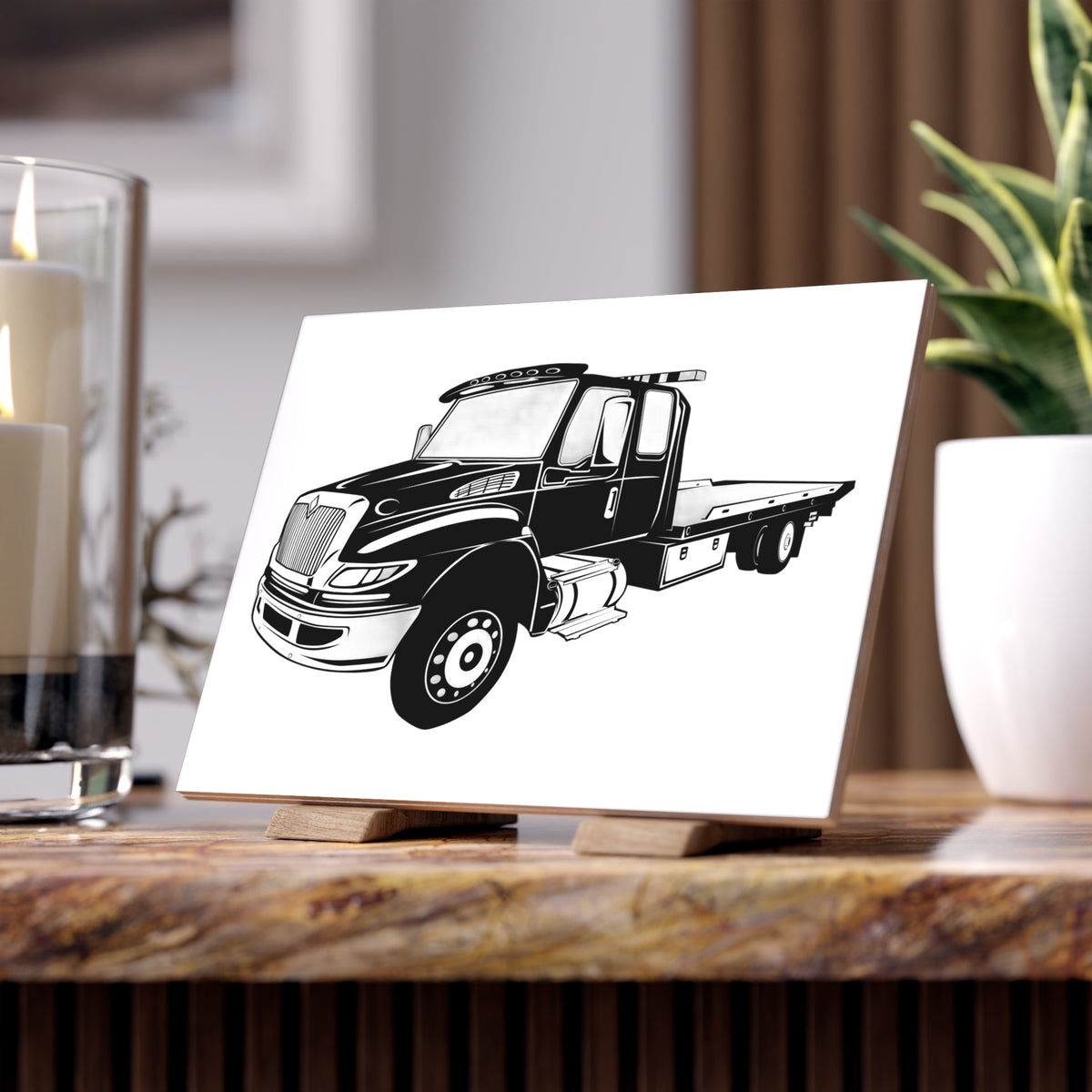 Flatbed Tow Truck Ceramic Photo Tile