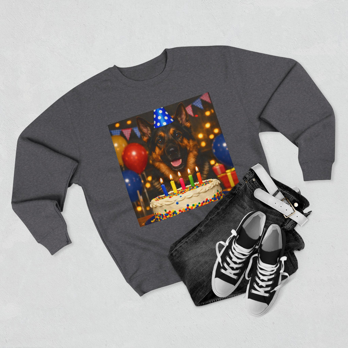 Birthday Buddy German Shepherd Unisex Crewneck Sweatshirt