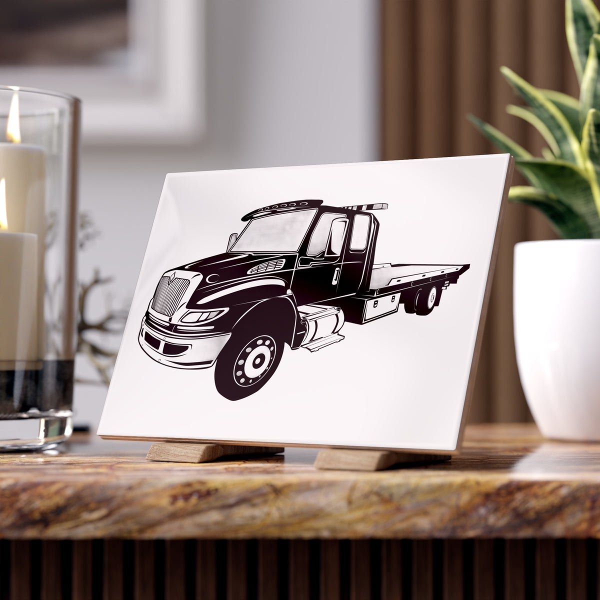 Flatbed Tow Truck Ceramic Photo Tile