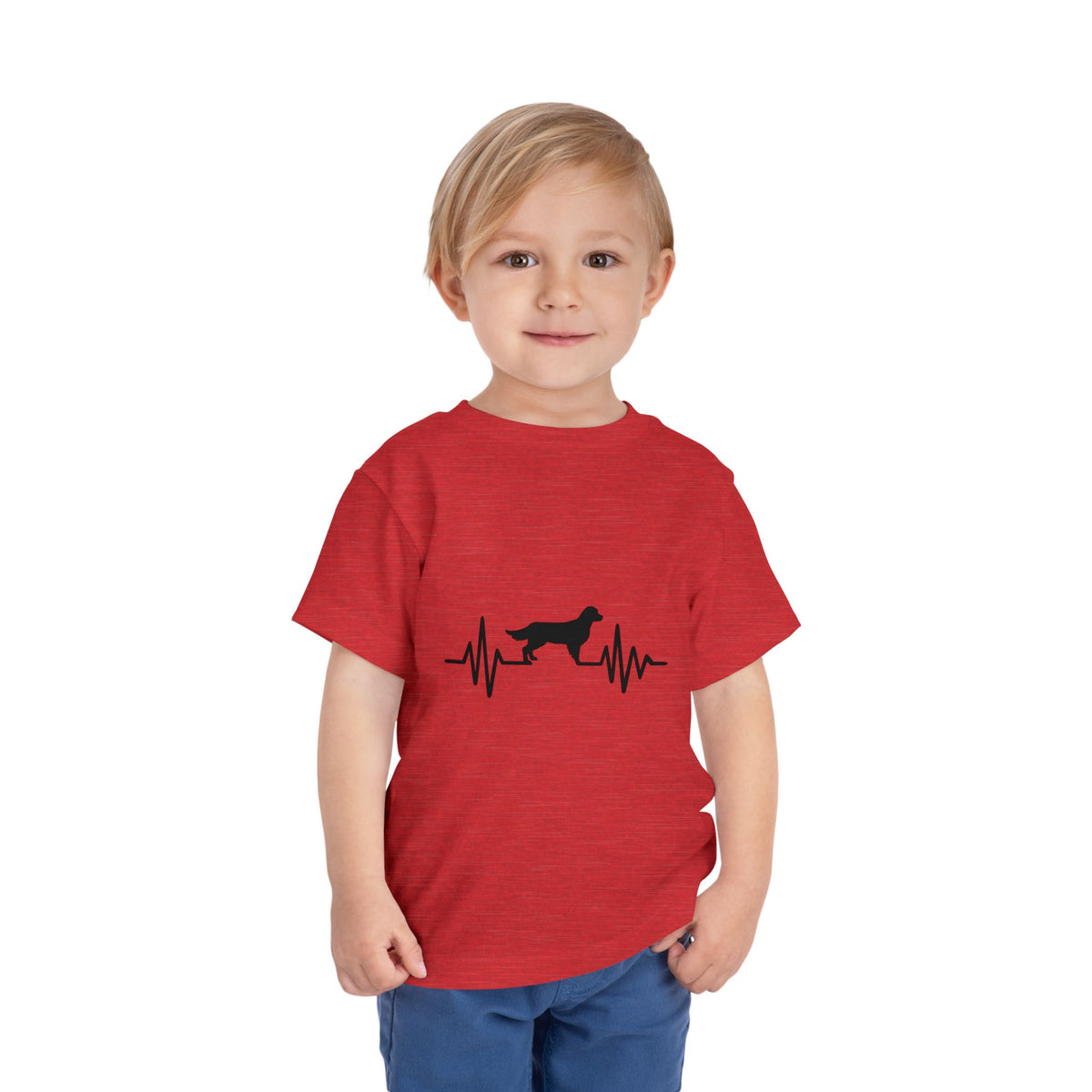 My Heart Beats For Goldens Toddler Unisex Short Sleeve Crewneck Tee