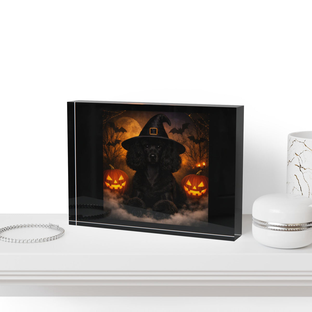 Witch Hat Pack Poodle Acrylic Photo Block