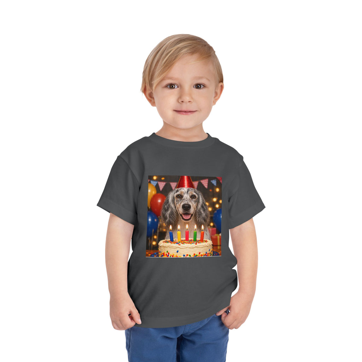 Birthday Buddy English Setter Toddler Unisex Short Sleeve Crewneck Tee