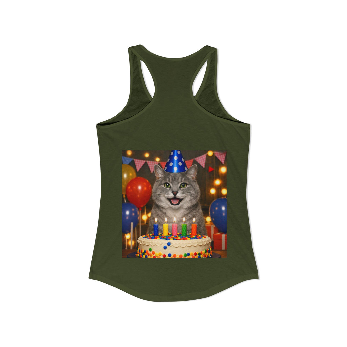 Birthday Buddy Cat Women's Racerback Tank
