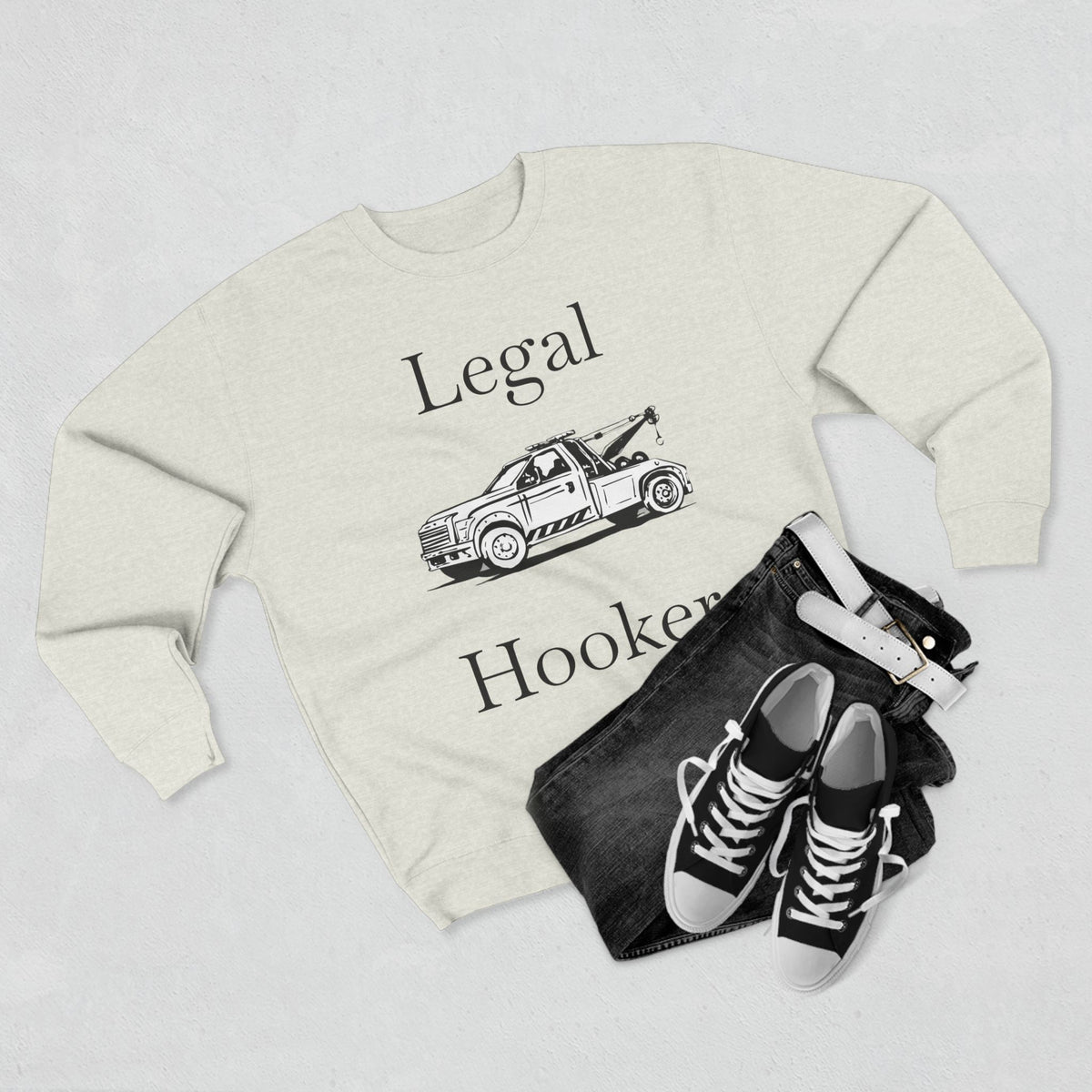 Legal H**ker Wheel Lift Tow Truck Unisex Crewneck Sweatshirt