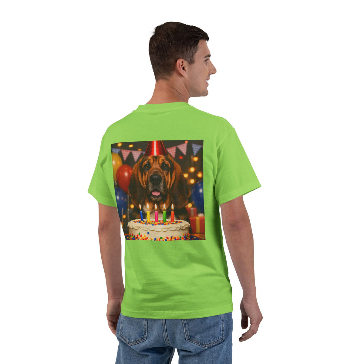 Birthday Buddy Bloodhound Men's Short-Sleeve Crewneck Tee