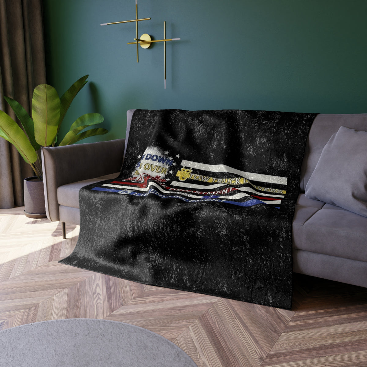 Slow Down Move Over Flag Crushed Velvet Blanket