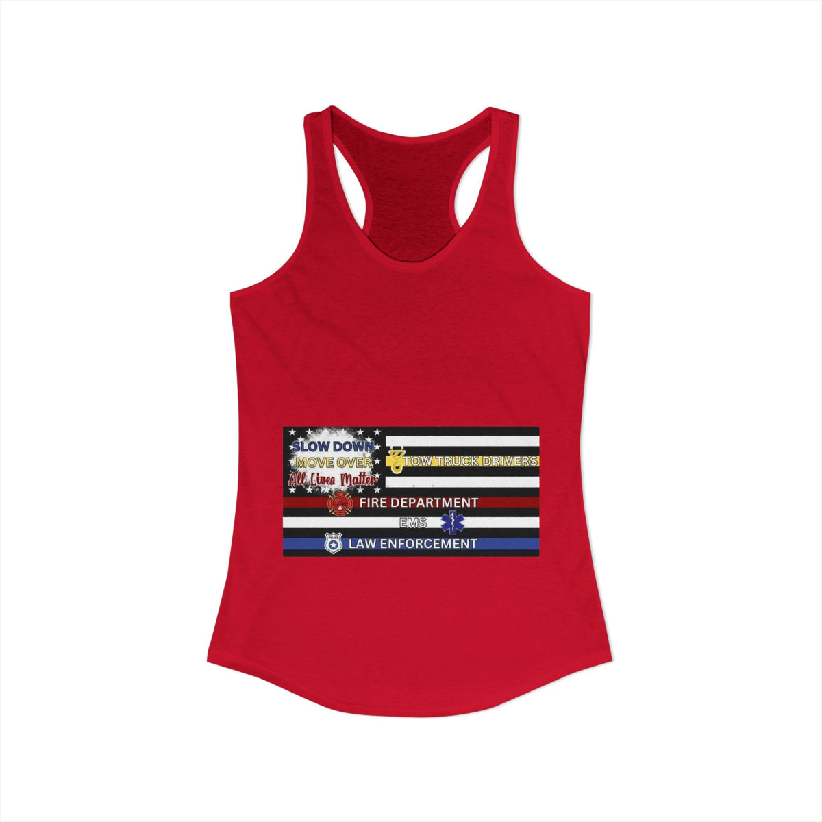 Slow Down Move Over Flag Women's Racerback Tank