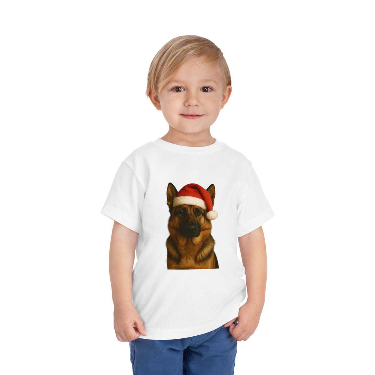 Santa Paws German Shepherd Toddler Unisex Short Sleeve Crewneck Tee