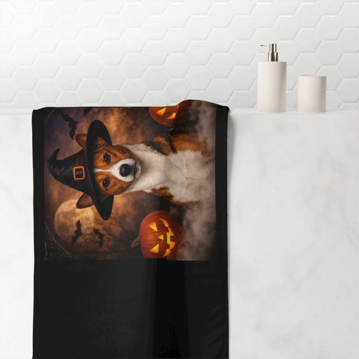 Witch Hat Pack Basenji Mink-Cotton Beach Towel
