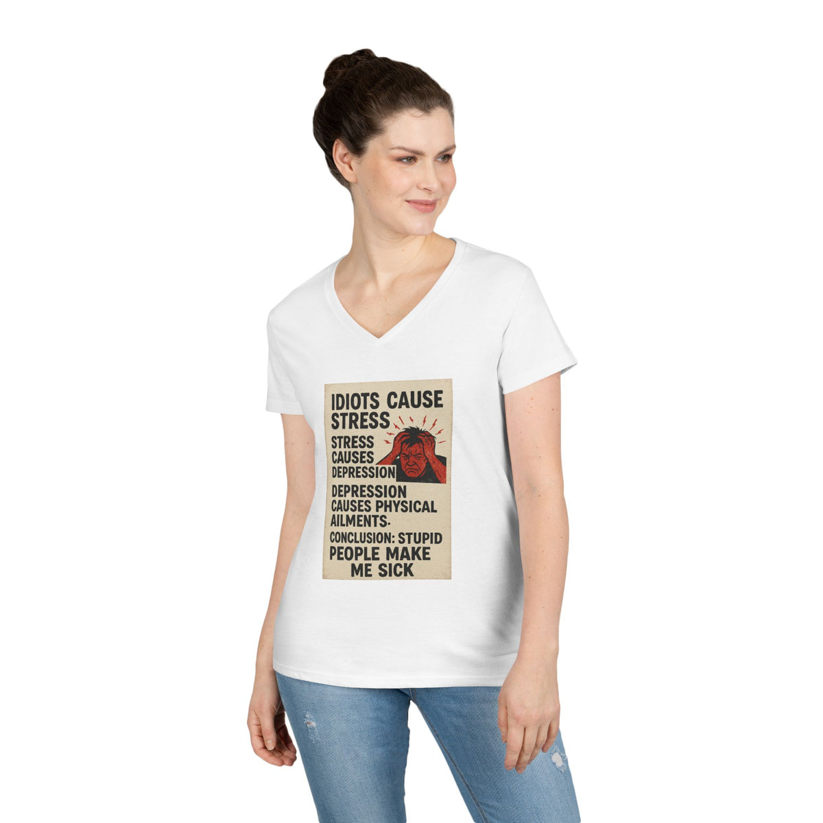 Stupid People Women's V-Neck Tee