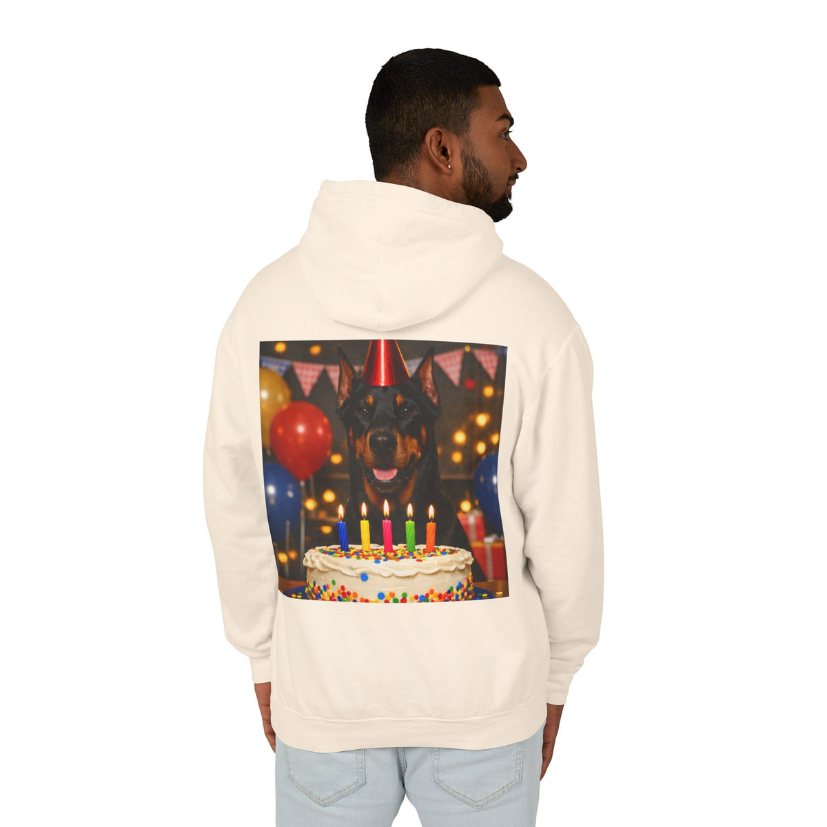 Birthday Buddy Doberman Unisex Lightweight Hoodie