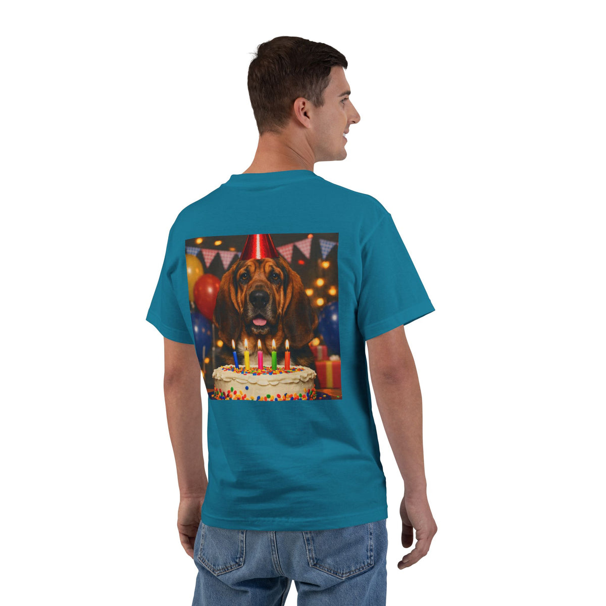 Birthday Buddy Bloodhound Men's Short-Sleeve Crewneck Tee