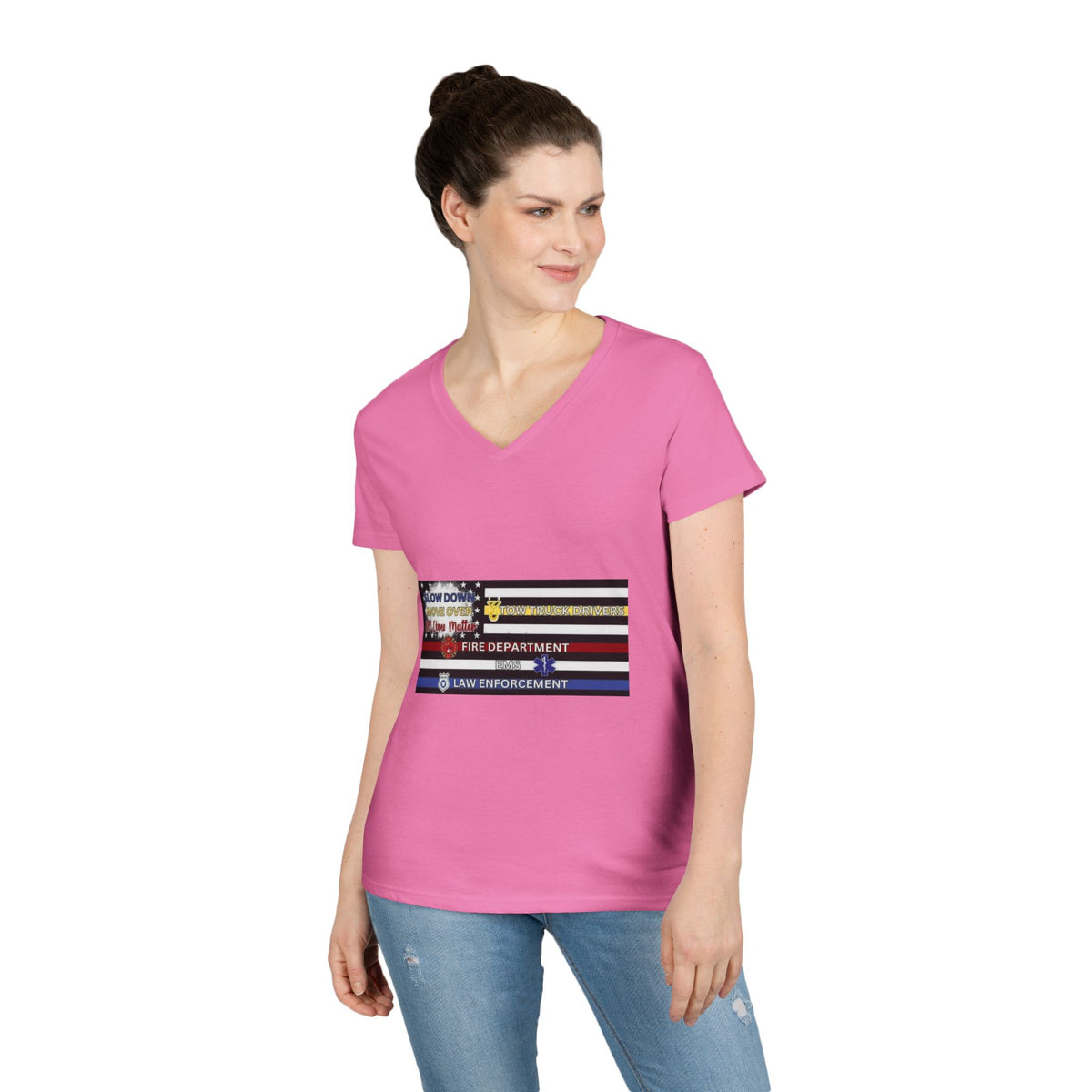Slow Down Move Over Flag Women's V-Neck Tee