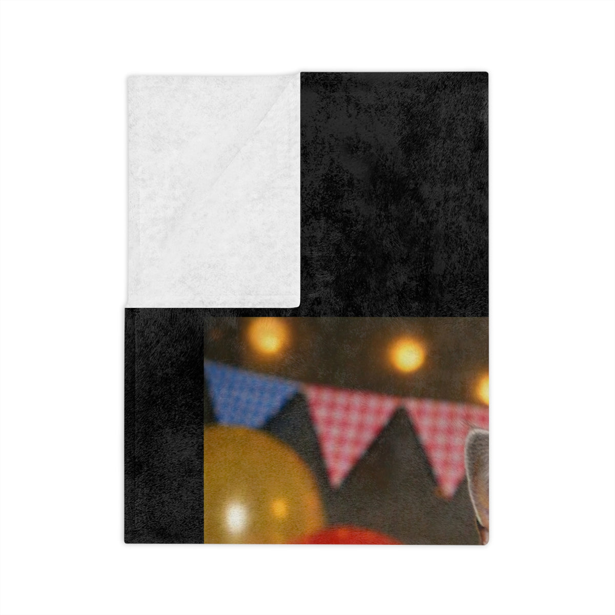 Birthday Buddy Cat Velveteen Microfiber Blanket