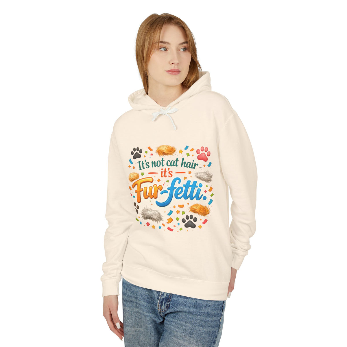 Fur-Fetti Cat Unisex Lightweight Hoodie