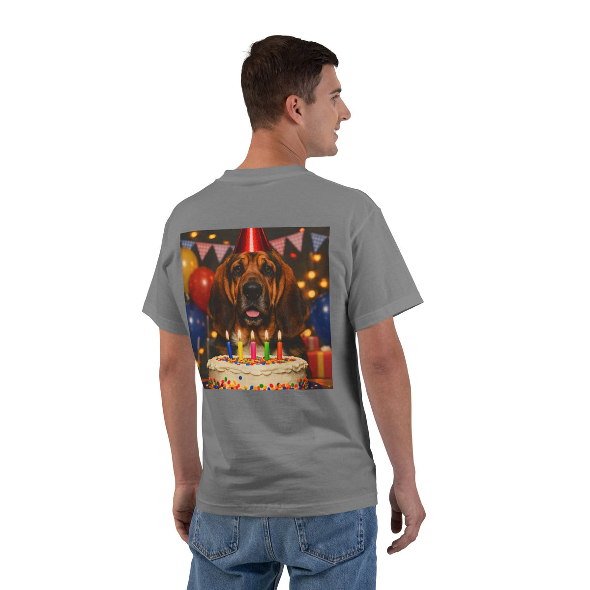 Birthday Buddy Bloodhound Men's Short-Sleeve Crewneck Tee