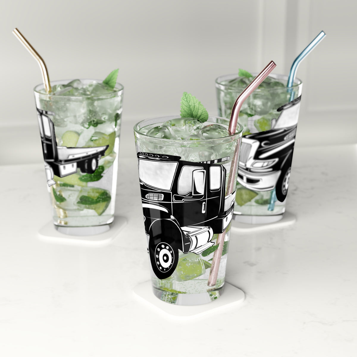 Flatbed Tow Truck Drinking Glass