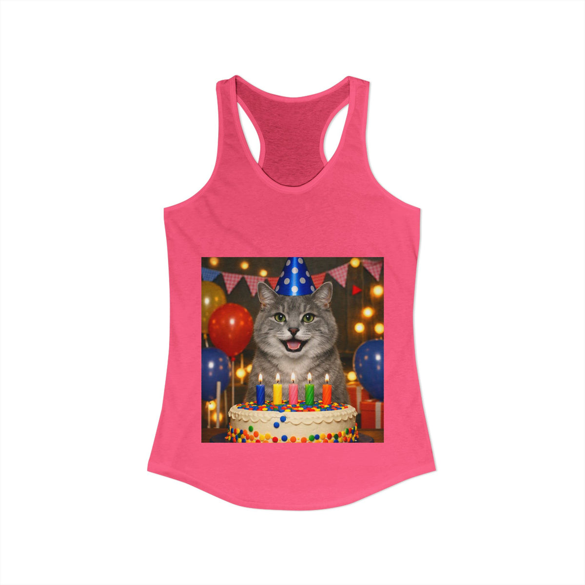 Birthday Buddy Cat Women's Racerback Tank