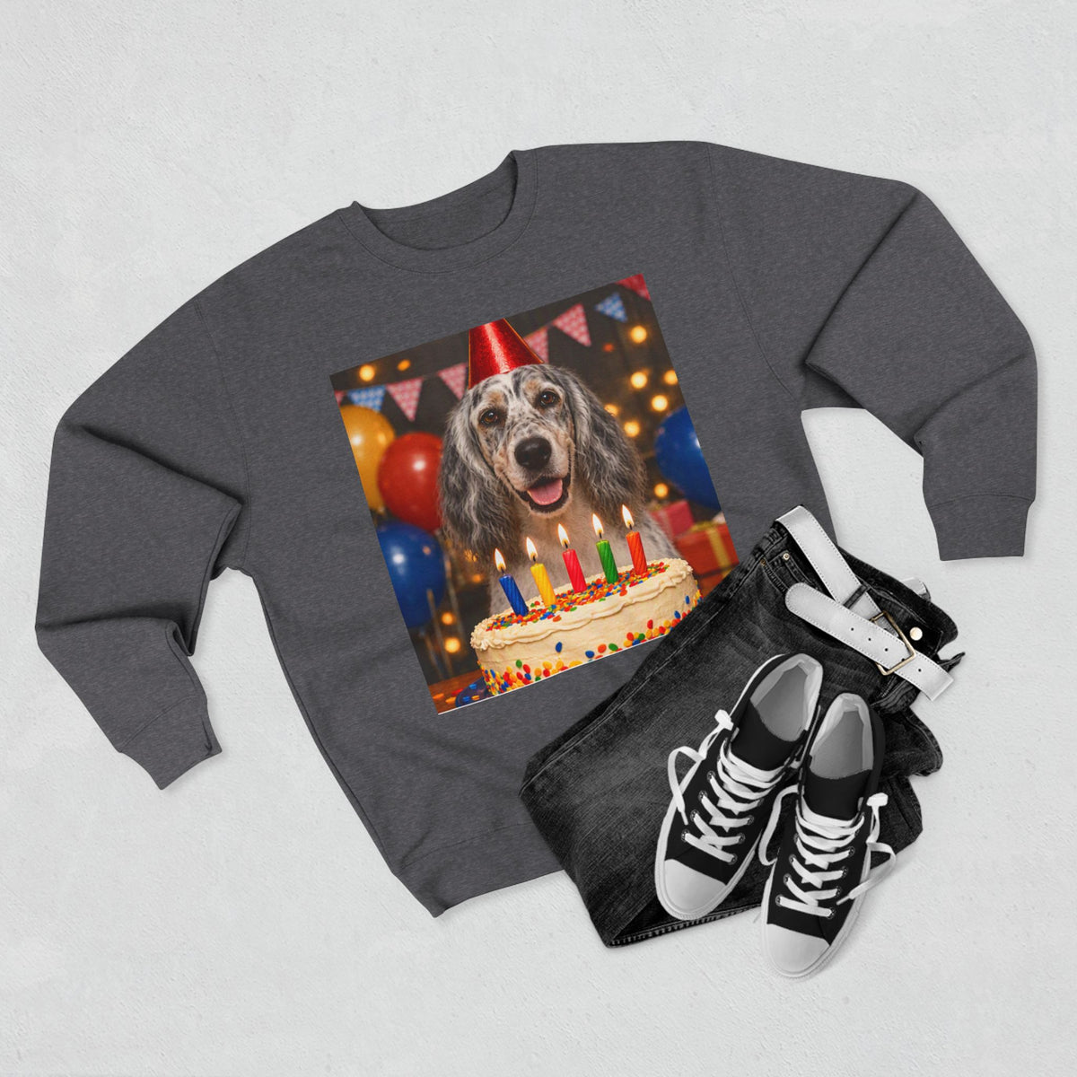 Birthday Buddy English Setter Unisex Crewneck Sweatshirt