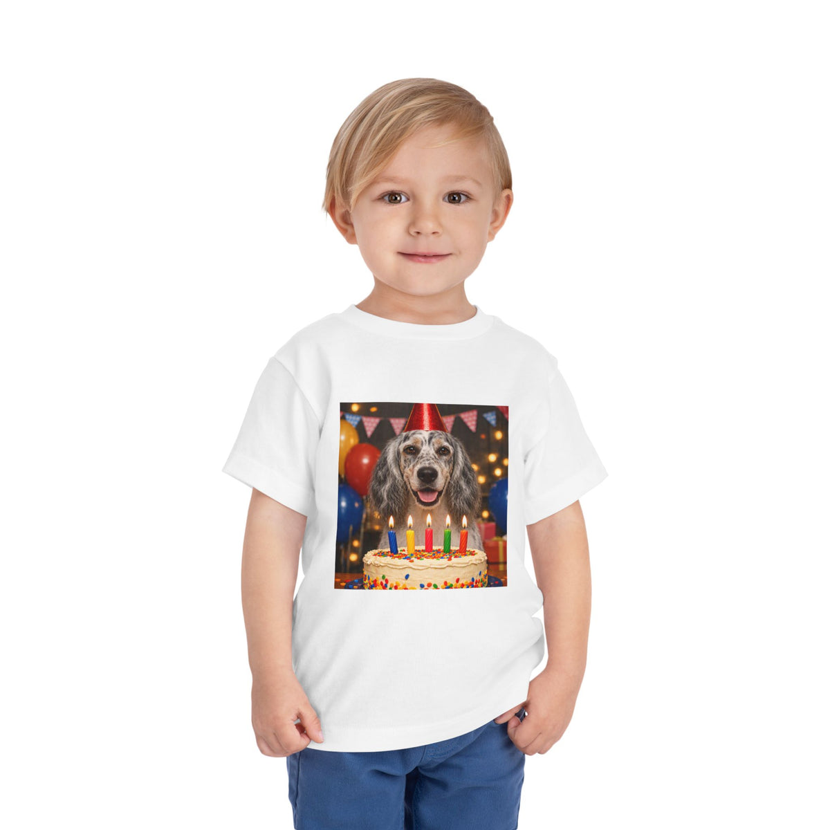 Birthday Buddy English Setter Toddler Unisex Short Sleeve Crewneck Tee