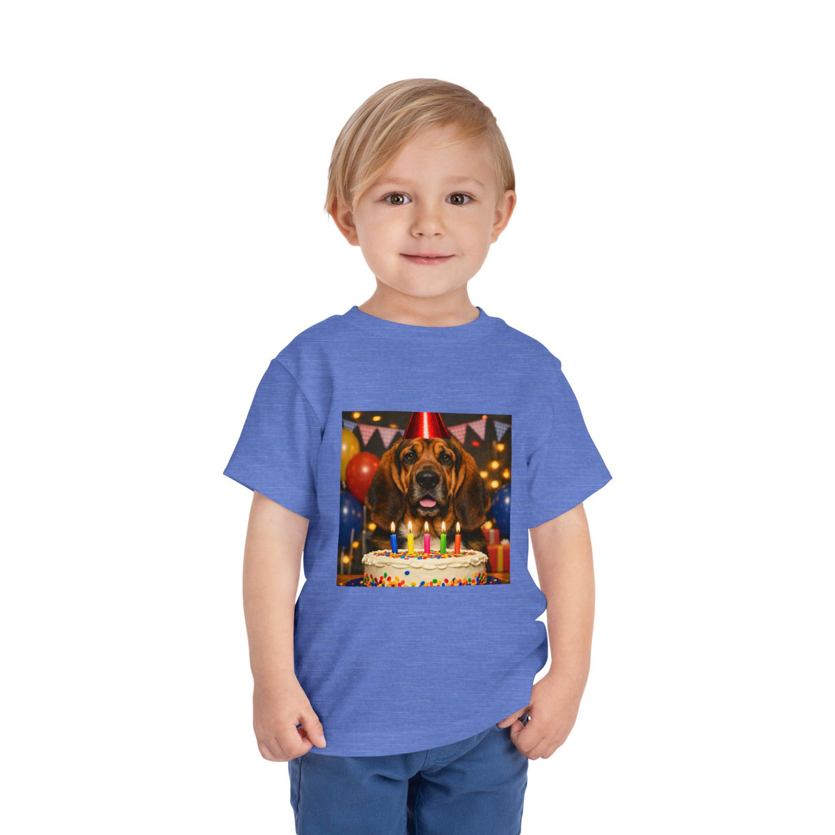 Birthday Buddy Bloodhound Toddler Unisex Short Sleeve Crewneck Tee