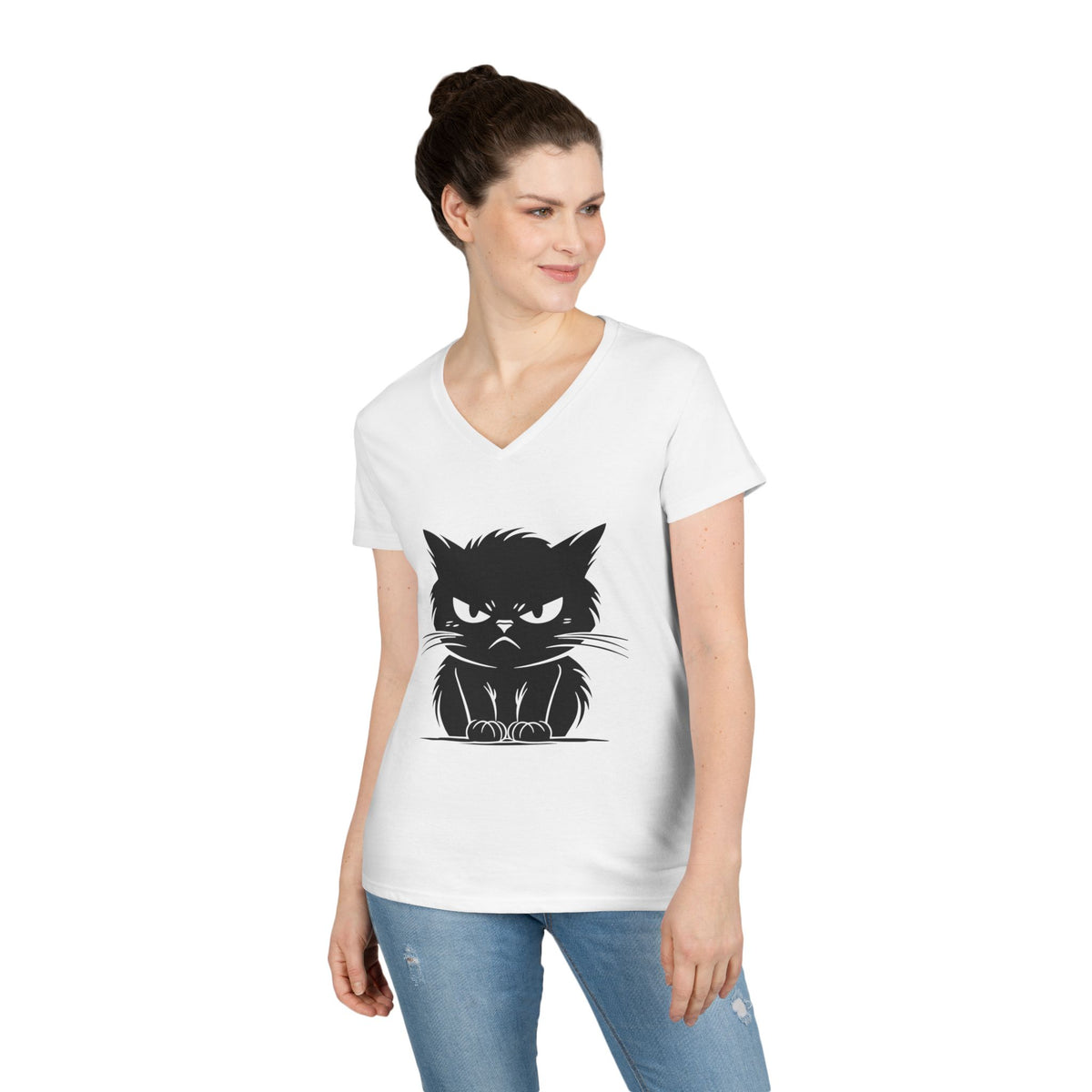 Angry Cat Women's V-Neck Tee