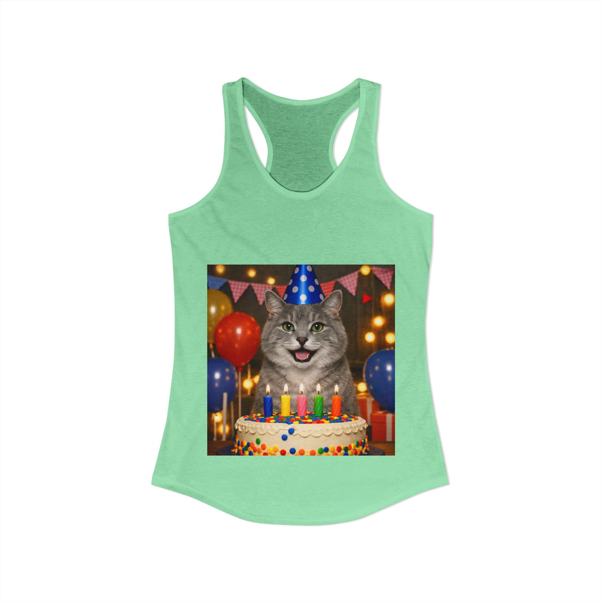 Birthday Buddy Cat Women's Racerback Tank