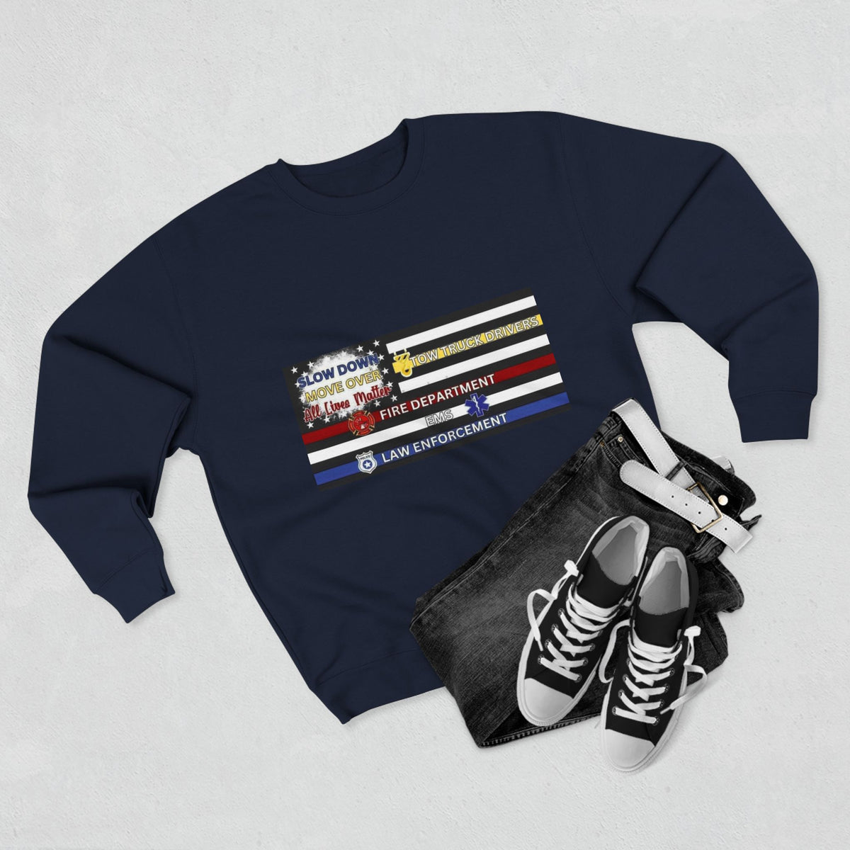 Slow Down Move Over Flag Unisex Crewneck Sweatshirt