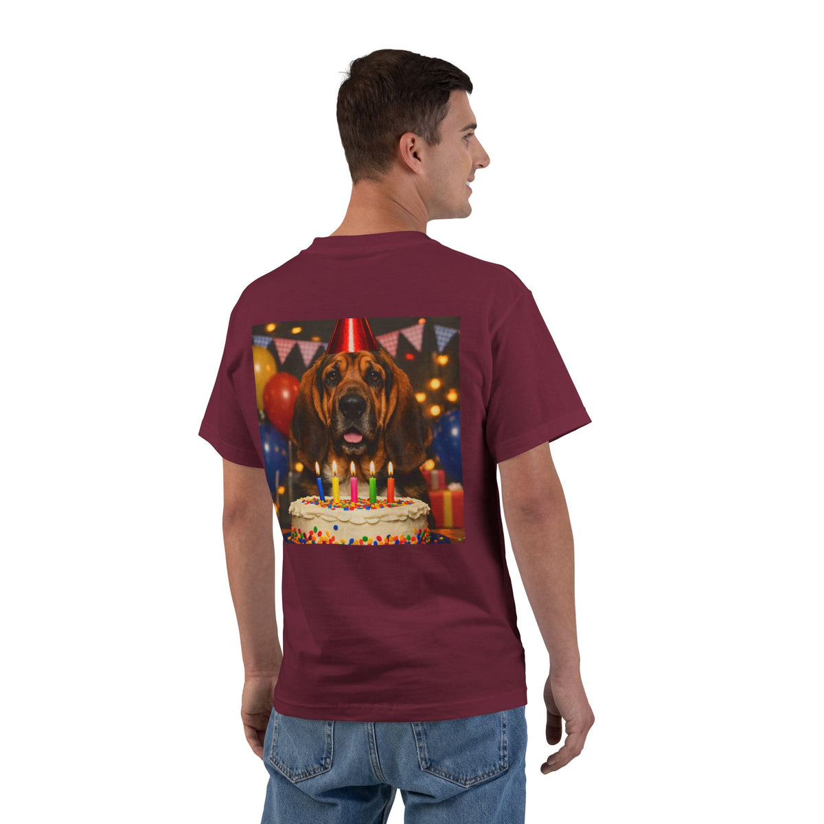 Birthday Buddy Bloodhound Men's Short-Sleeve Crewneck Tee