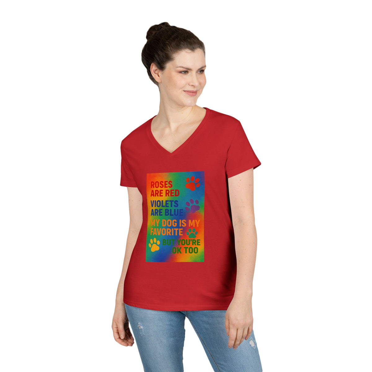Roses Are Red Dog Women's V-Neck Tee