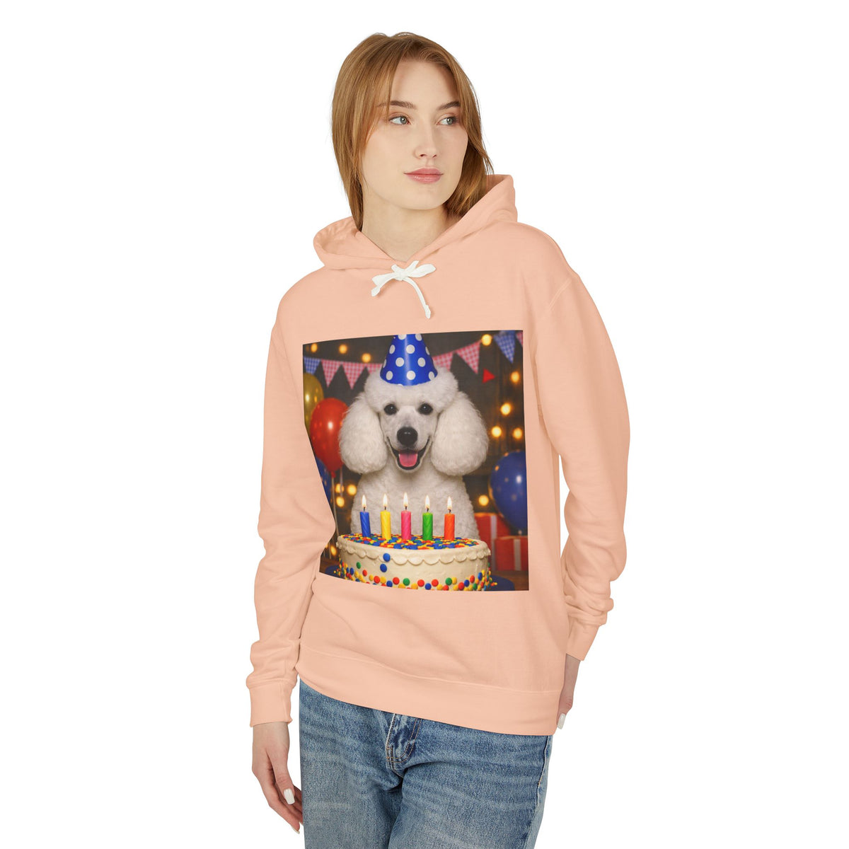 Birthday Buddy Poodle Unisex Lightweight Hoodie