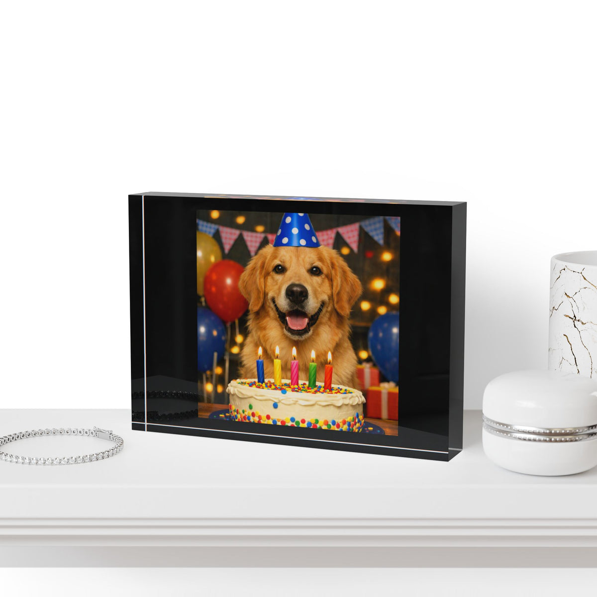 Birthday Buddy Golden Acrylic Photo Block