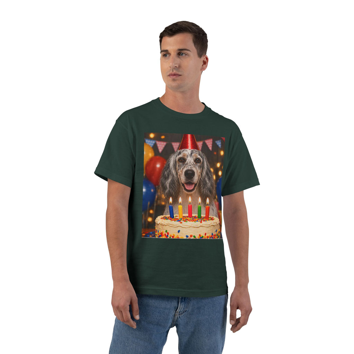 Birthday Buddy English Setter Men's Short-Sleeve Crewneck Tee