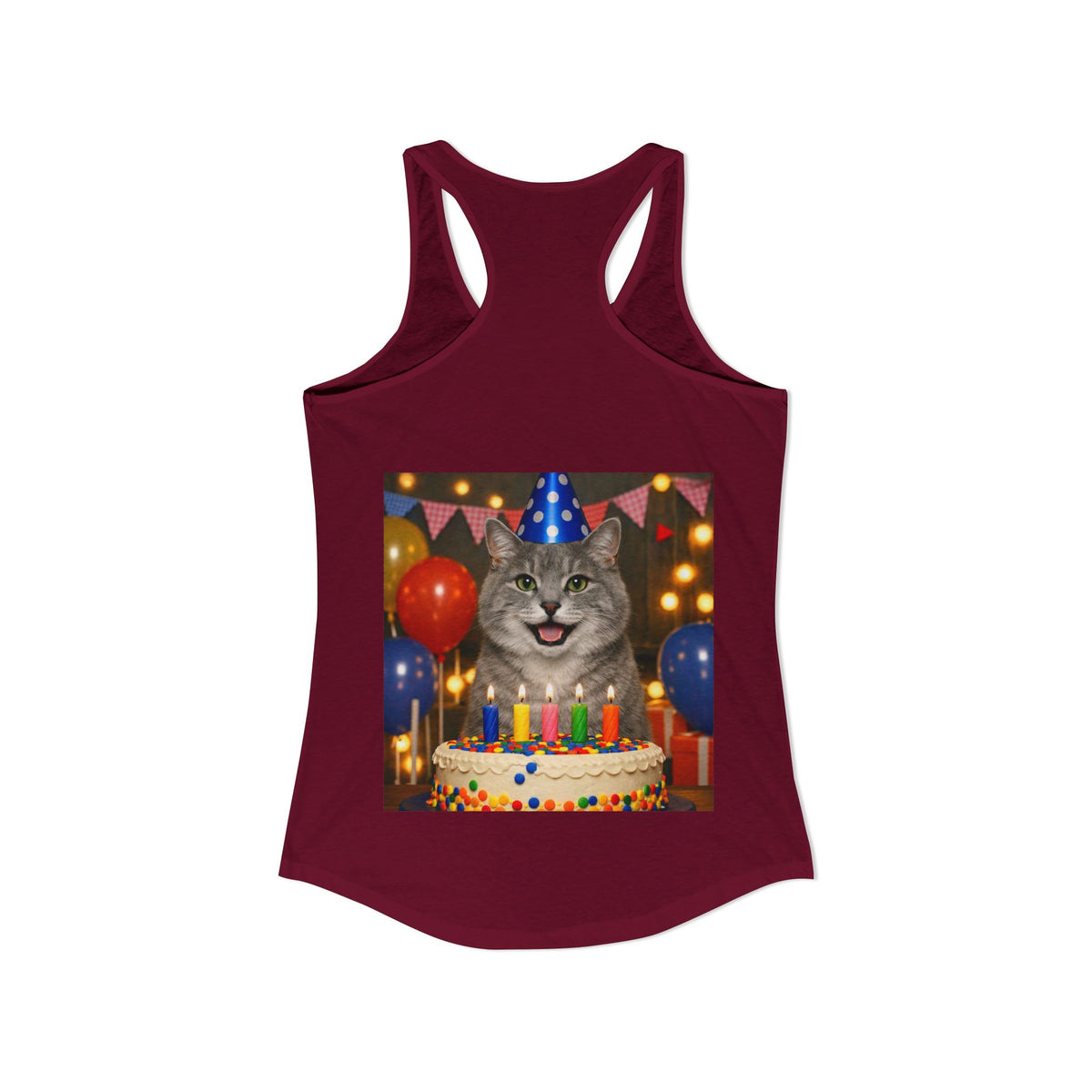 Birthday Buddy Cat Women's Racerback Tank