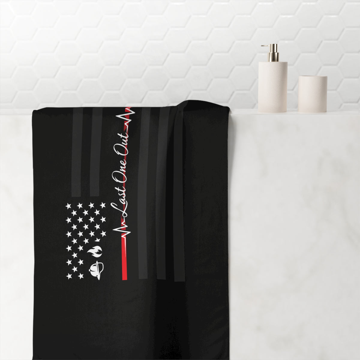 Thin Red Line Mink-Cotton Beach Towel