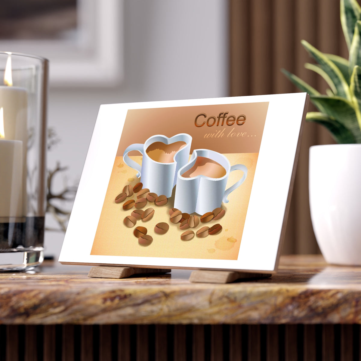 Coffee With Love Ceramic Photo Tile