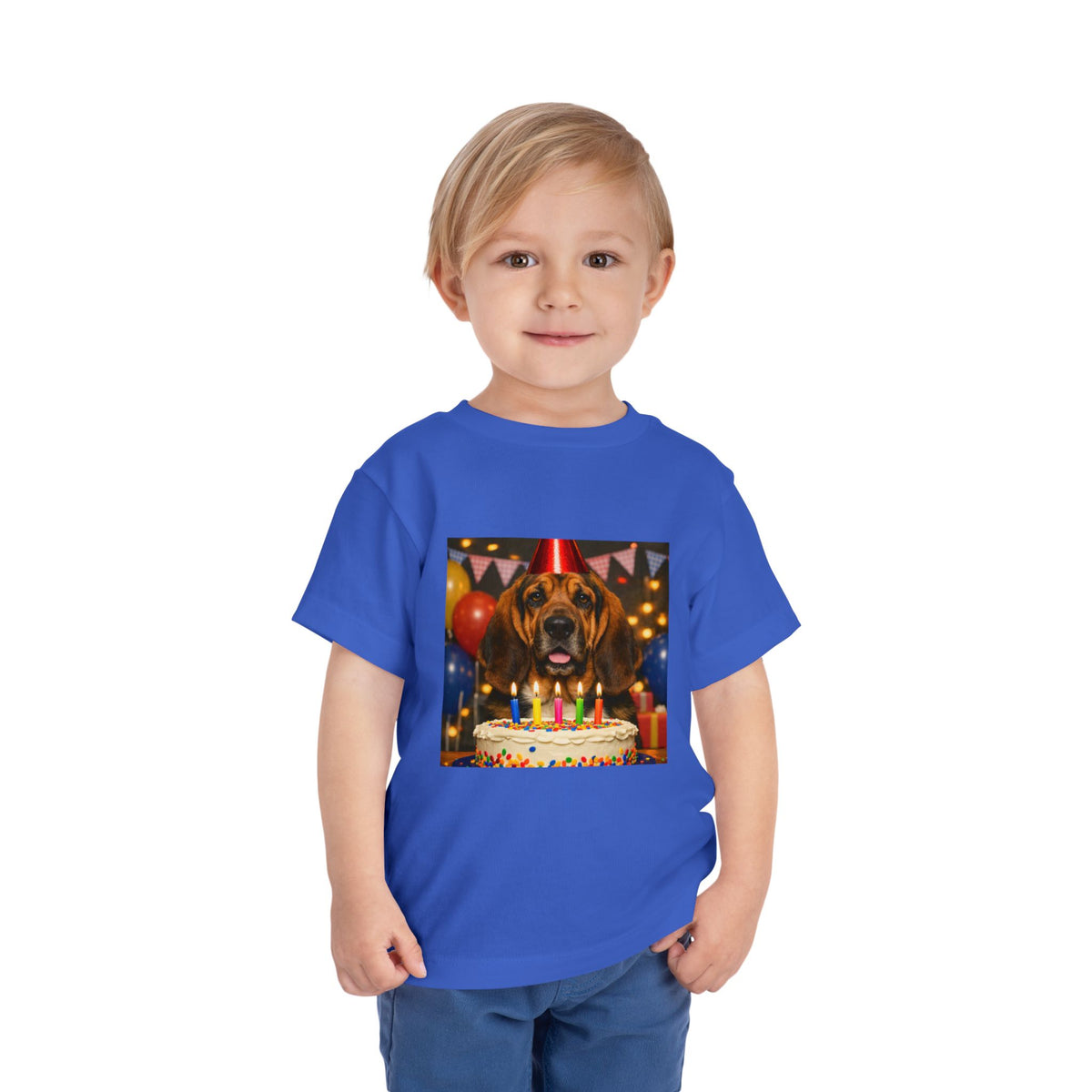 Birthday Buddy Bloodhound Toddler Unisex Short Sleeve Crewneck Tee