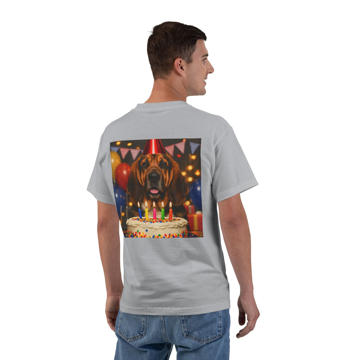 Birthday Buddy Bloodhound Men's Short-Sleeve Crewneck Tee