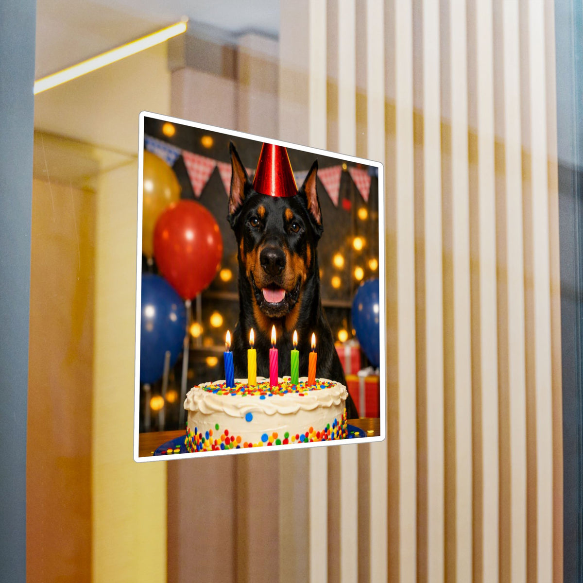 Birthday Buddy Doberman Vinyl Decal