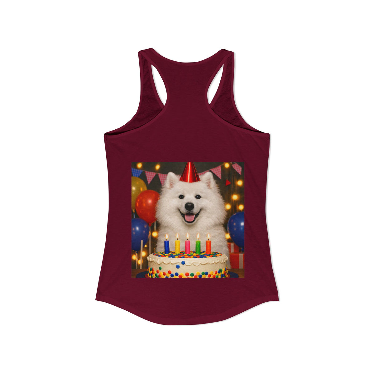 Birthday Buddy Samoyed Women's Racerback Tank