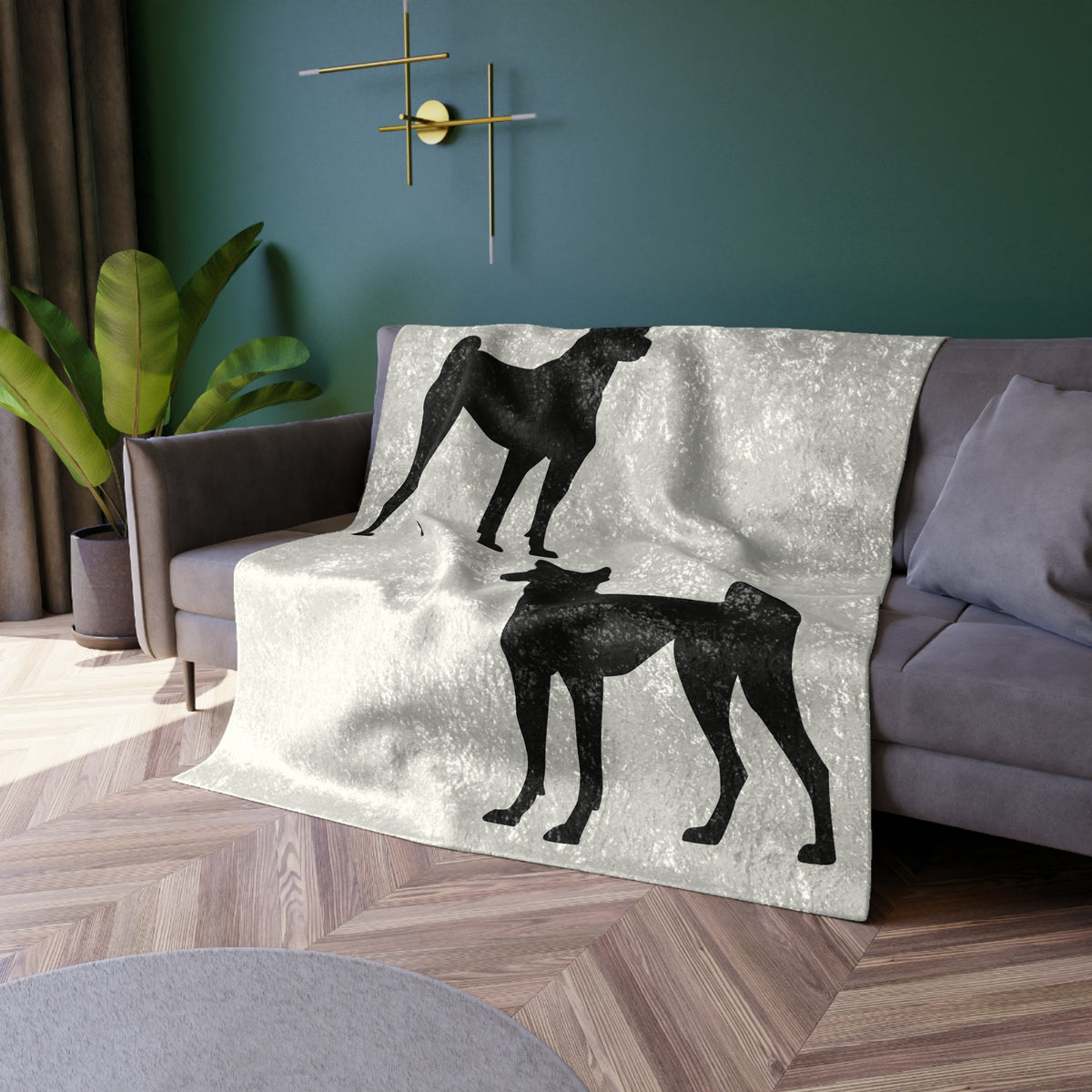 Basenji Silhouette Crushed Velvet Blanket