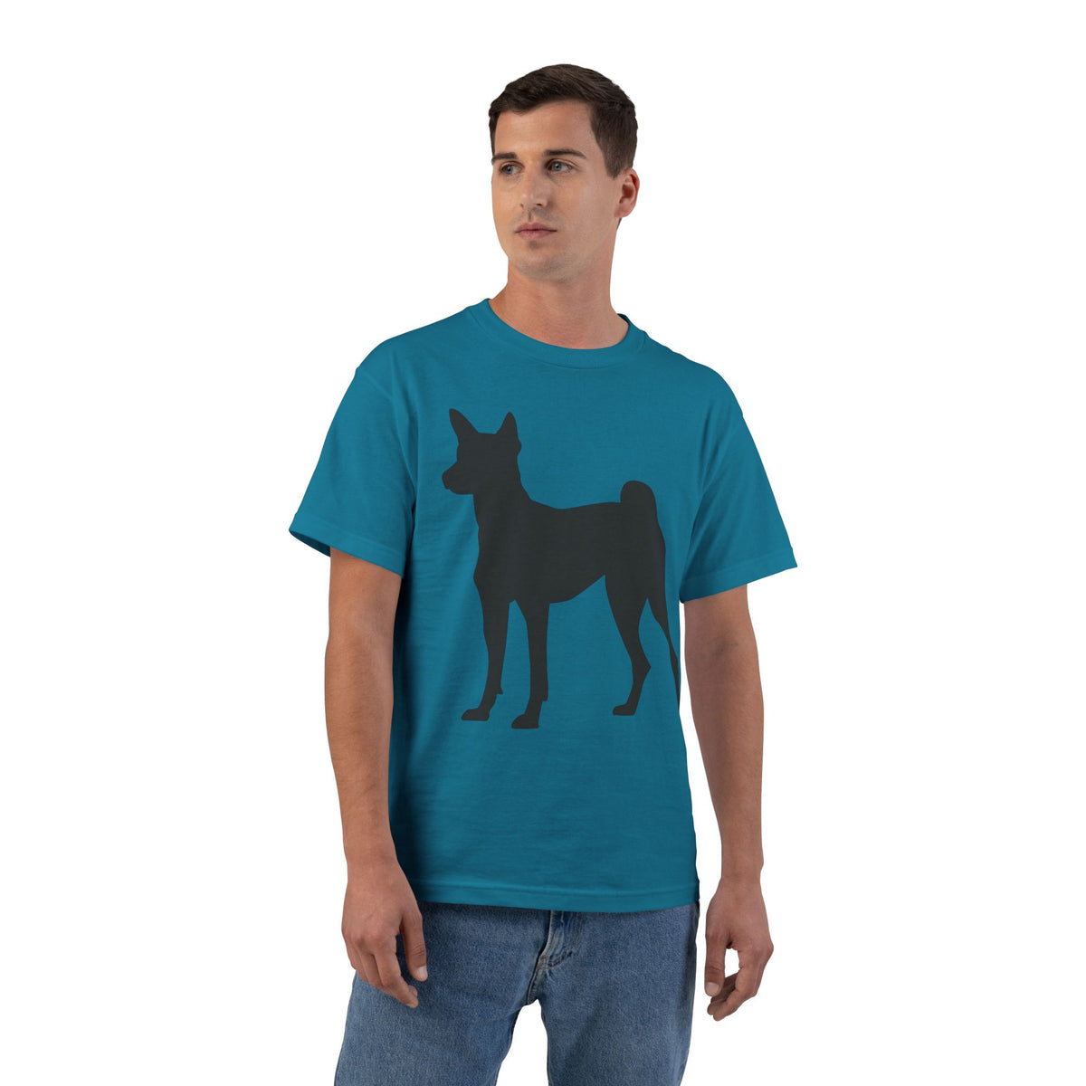Basenji Silhouette Men's Short-Sleeve Crewneck Tee