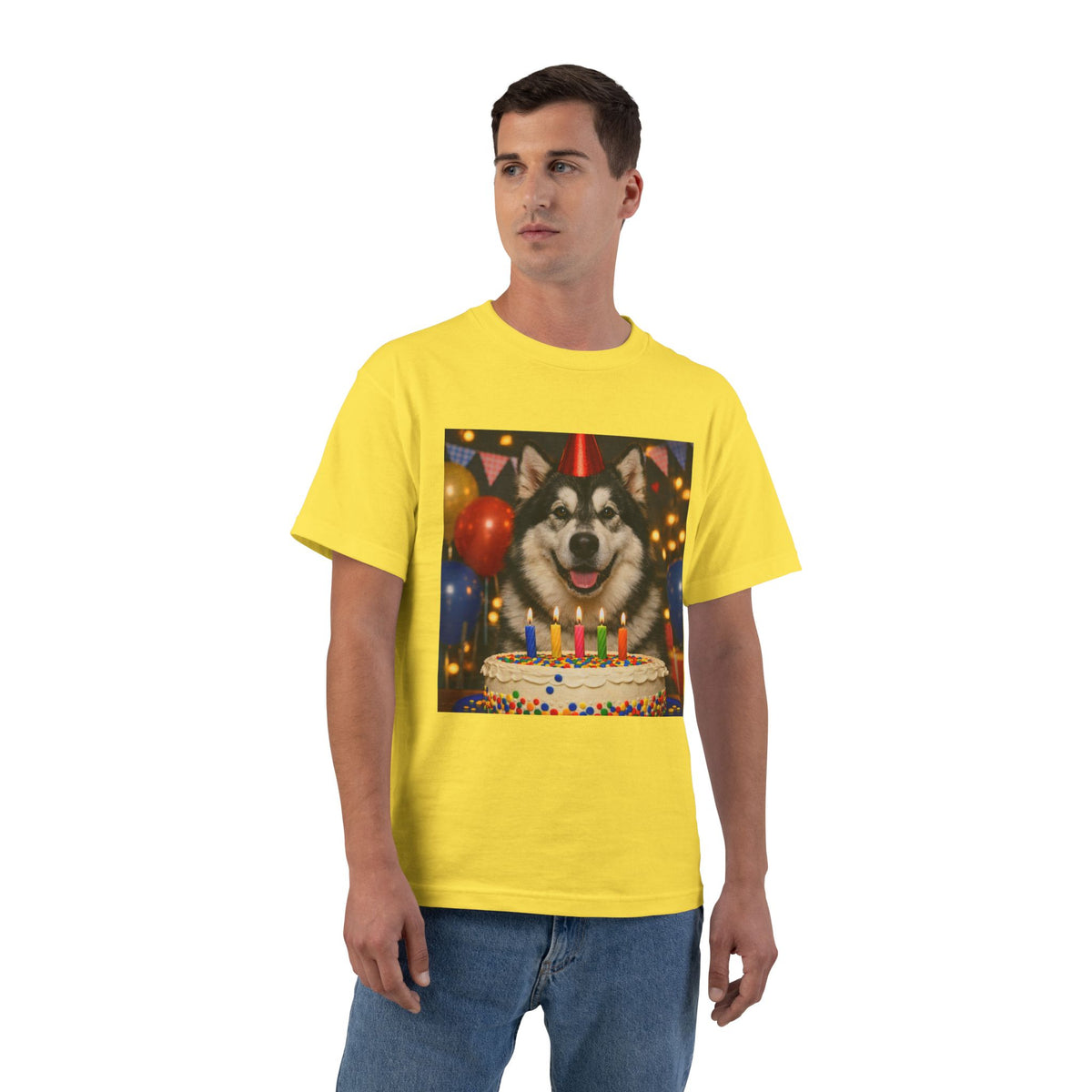 Birthday Buddy Malamute Men's Short-Sleeve Crewneck Tee