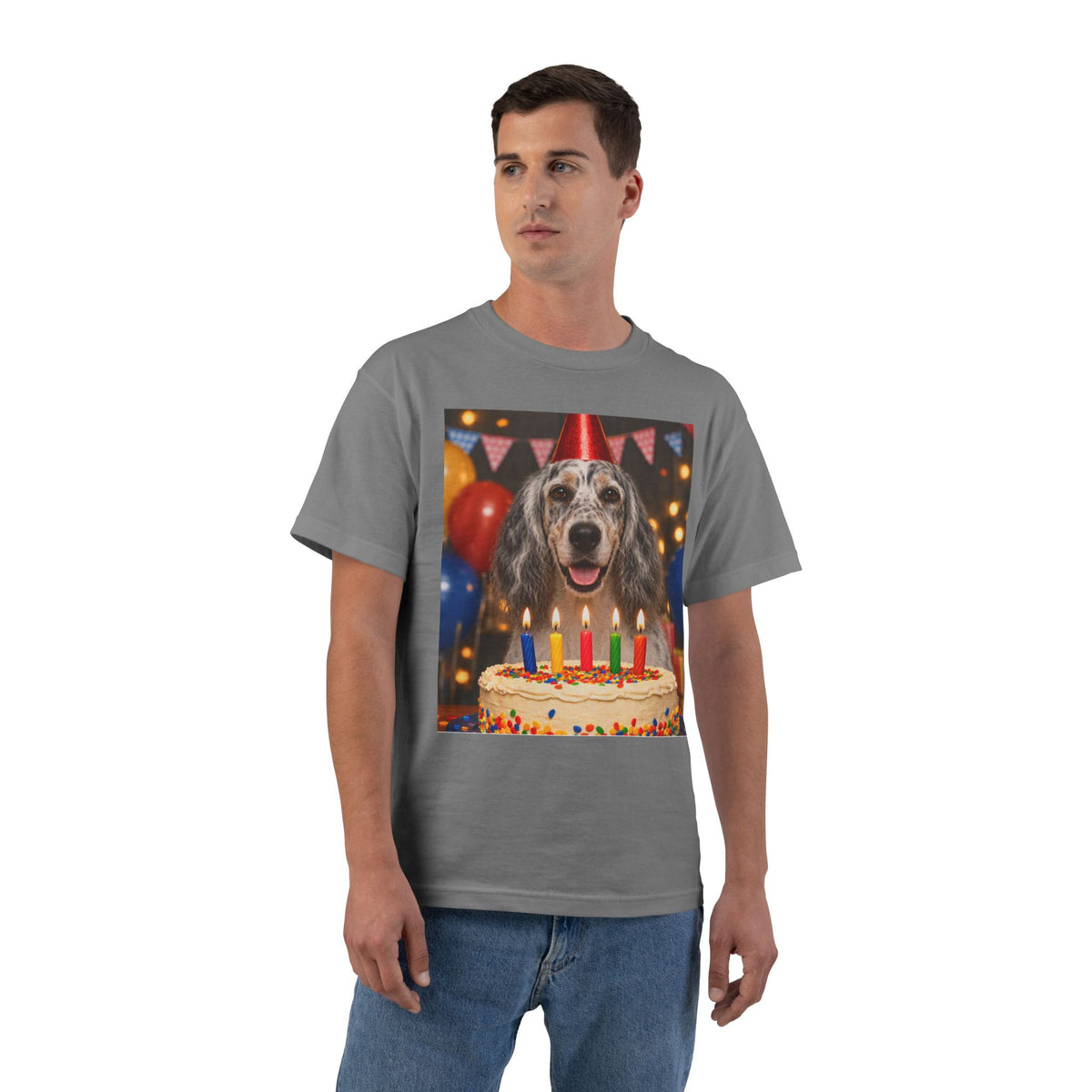 Birthday Buddy English Setter Men's Short-Sleeve Crewneck Tee