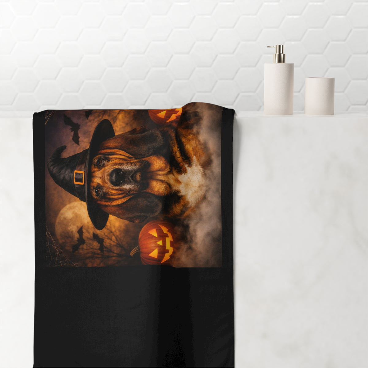 Witch Hat Pack Bloodhound Mink-Cotton Beach Towel