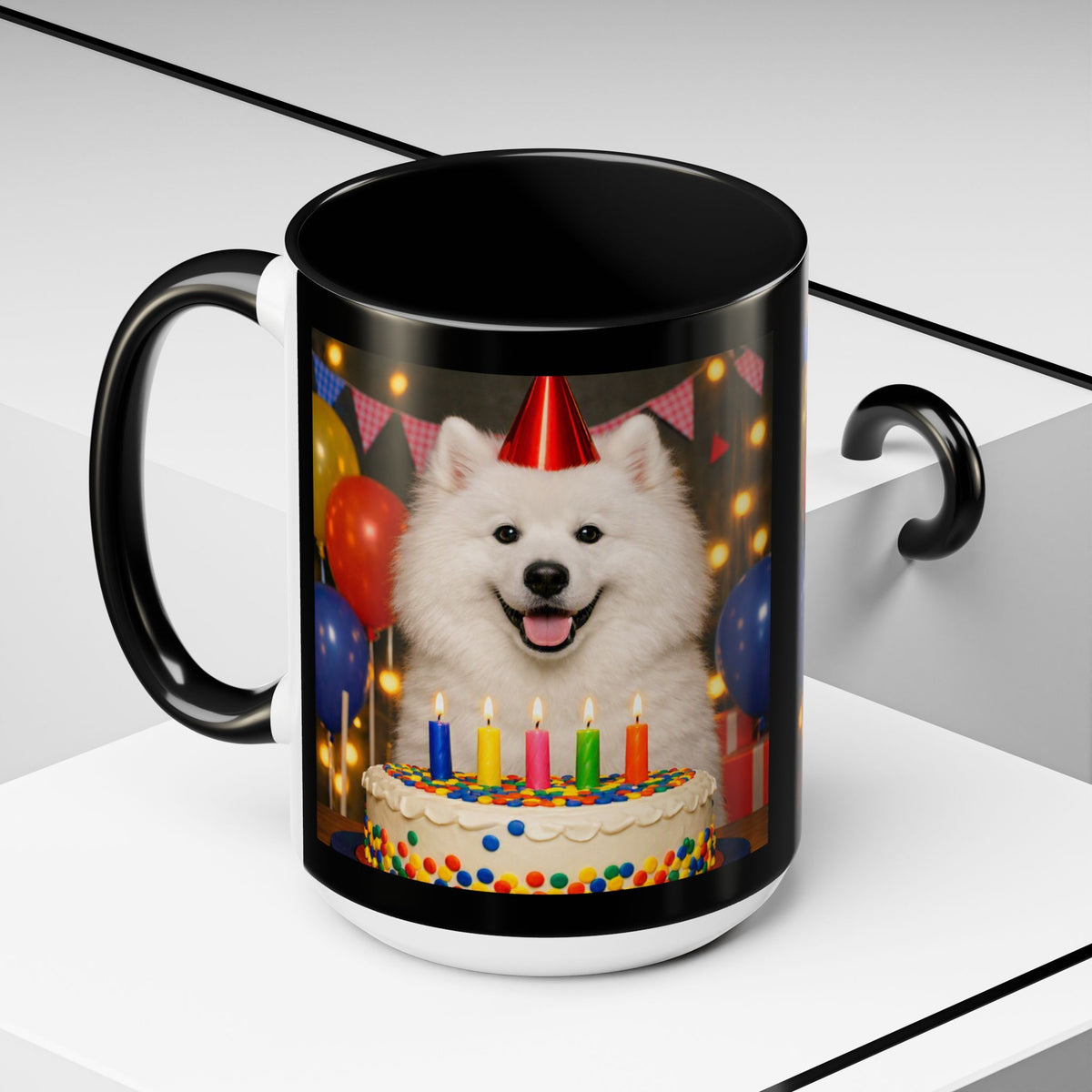Birthday Buddy Samoyed 2-Tone Coffee Mug