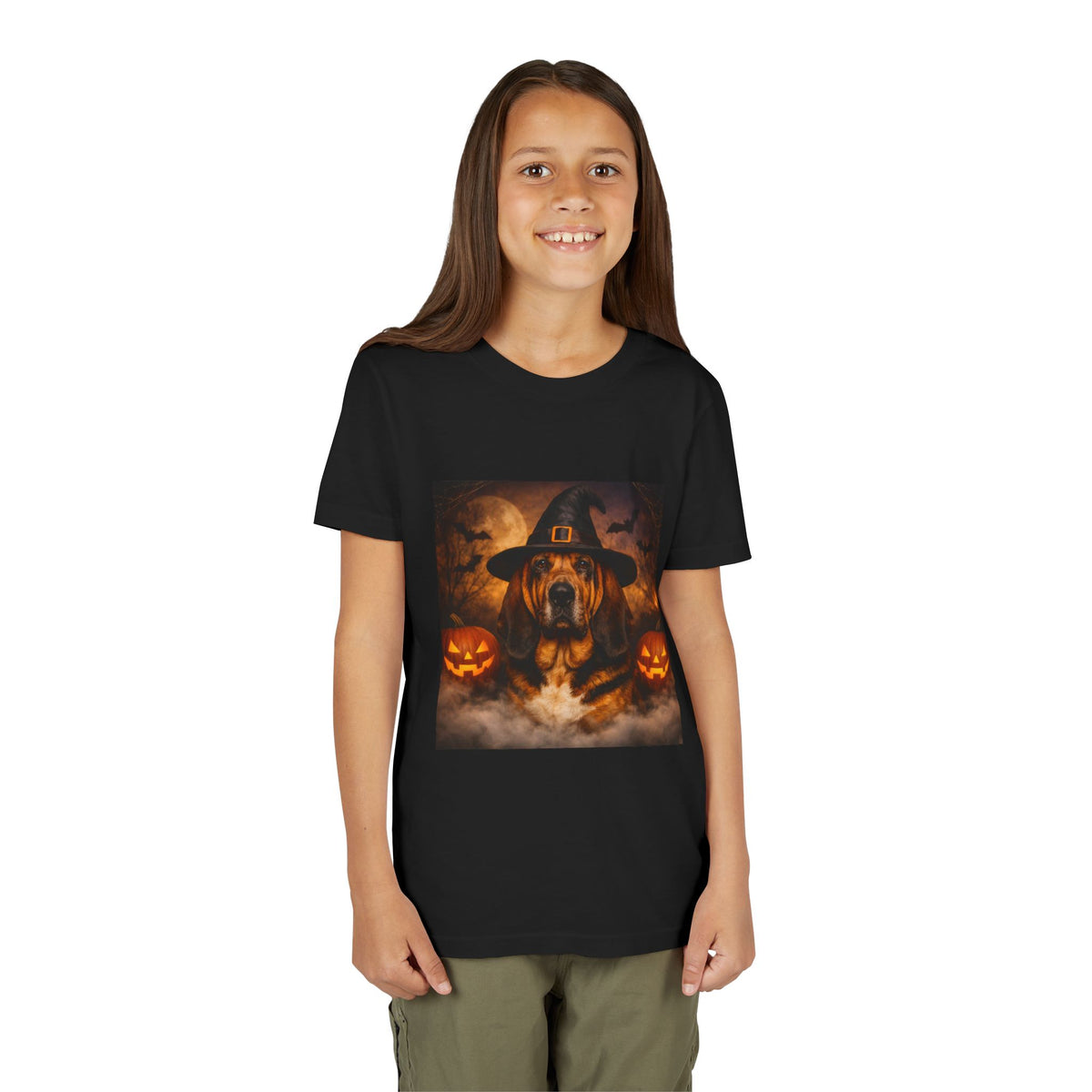 Witch Hat Pack Bloodhound Youth Unisex Short Sleeve Crewneck Tee